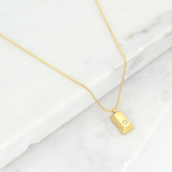 Bahai Jewelry Maconi Jewelry Rectangle pendant necklace gold star 2