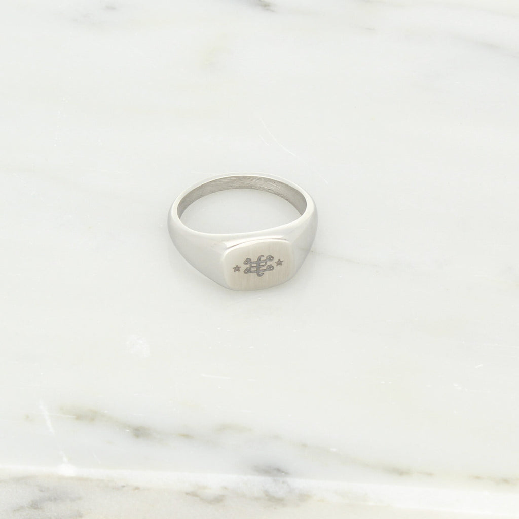 Maconi Jewelry Bahai jewelry signet ring ringstone symbol stainless steel silver