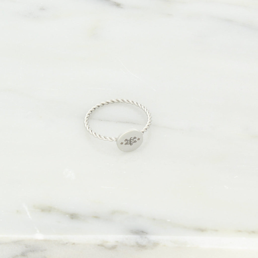 Bahai jewelry stainless steel ring Maconi ringstone symbol silver