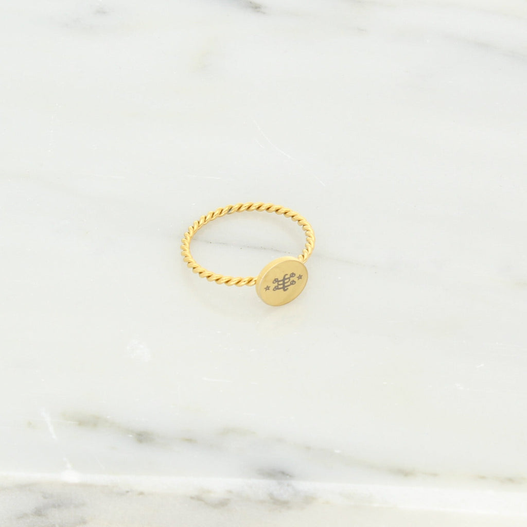 Bahai jewelry stainless steel ring Maconi ringstone symbol gold