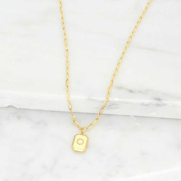 Bahai jewelry Maconi Jewelry Dignity rectangle necklace gold )-pointed star
