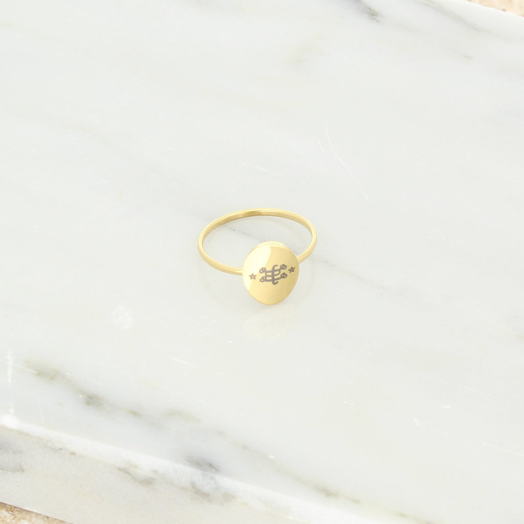 Bahai jewelry stainless steel Maconi ringstone symbol gold