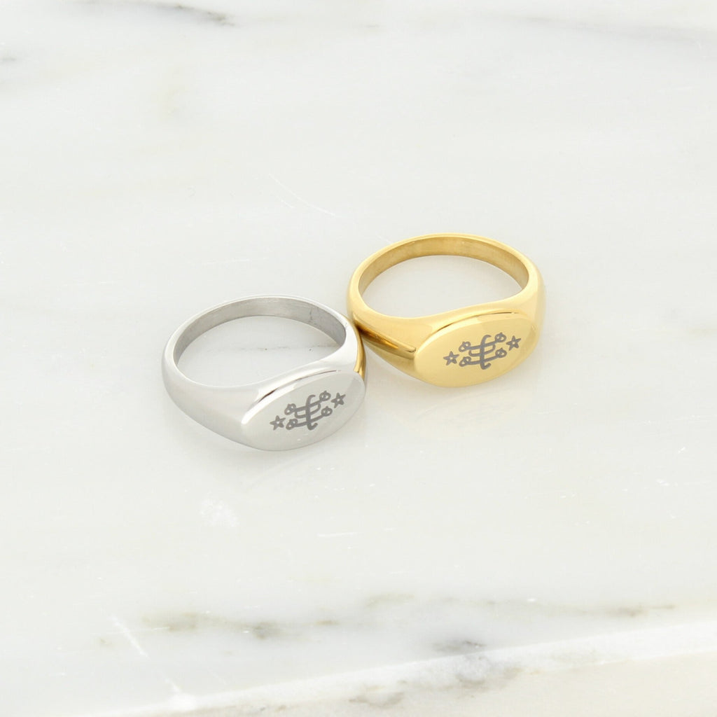 Maconi jewelry Bahai signet ring ringstone symbol stainless steel