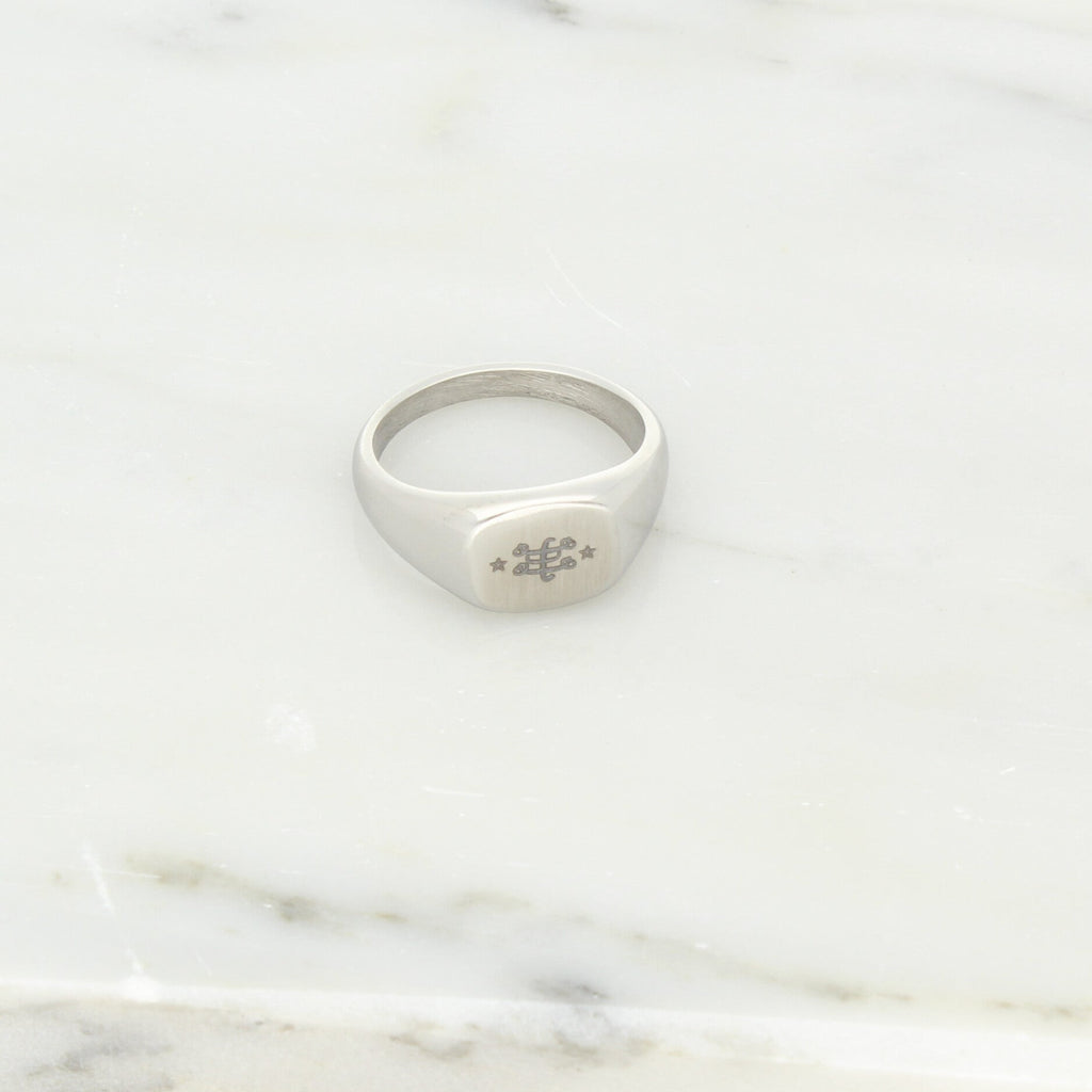 Bahai jewelry signet ring stainless steel silver