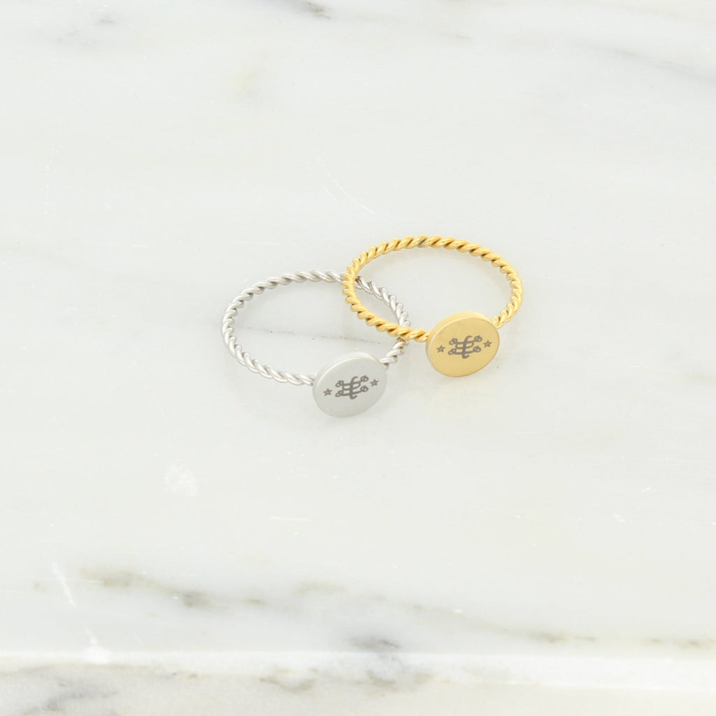 Bahai jewelry stainless steel ring Maconi ringstone symbol
