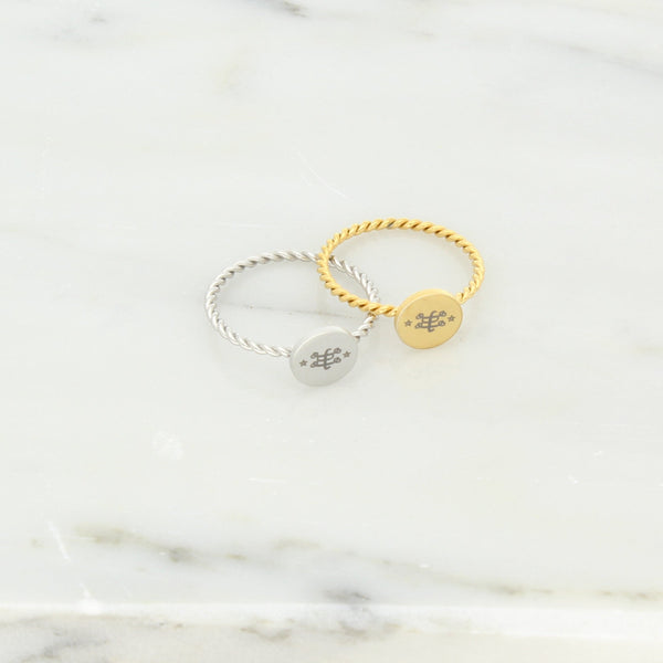 Bahai jewelry stainless steel ring Maconi ringstone symbol