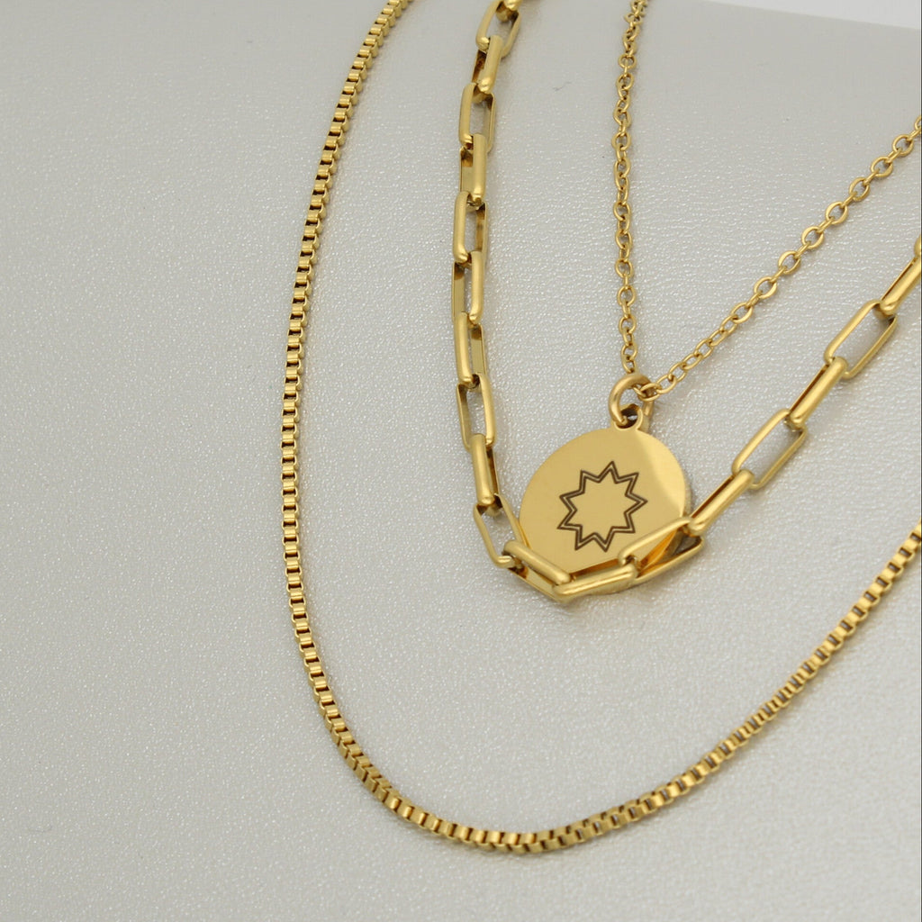 Dignity - #Bahai necklace#9-pointed star#ringstone symbol#greatest name#Bahjai jewelry#stainless steel gold