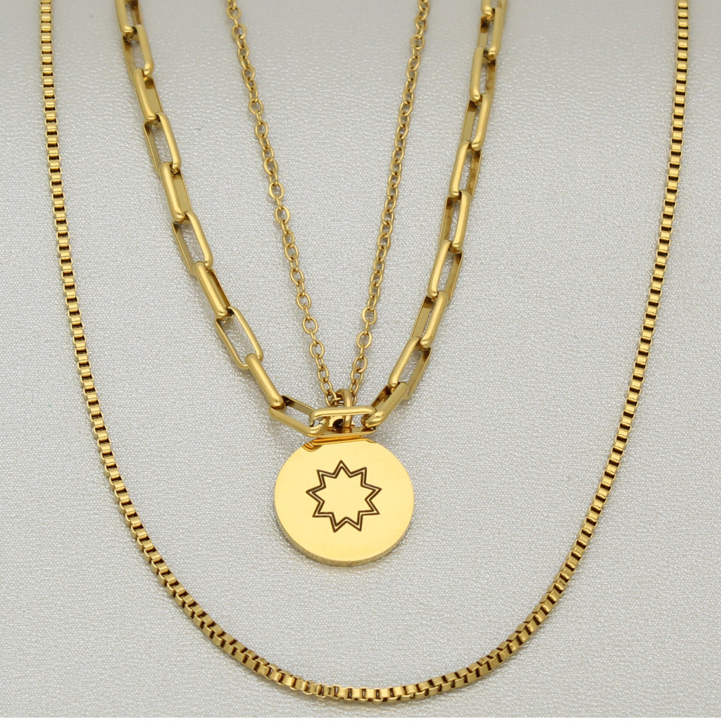 Dignity - #Bahai necklace#9-pointed star#ringstone symbol#greatest name#Bahjai jewelry#stainless steel gold