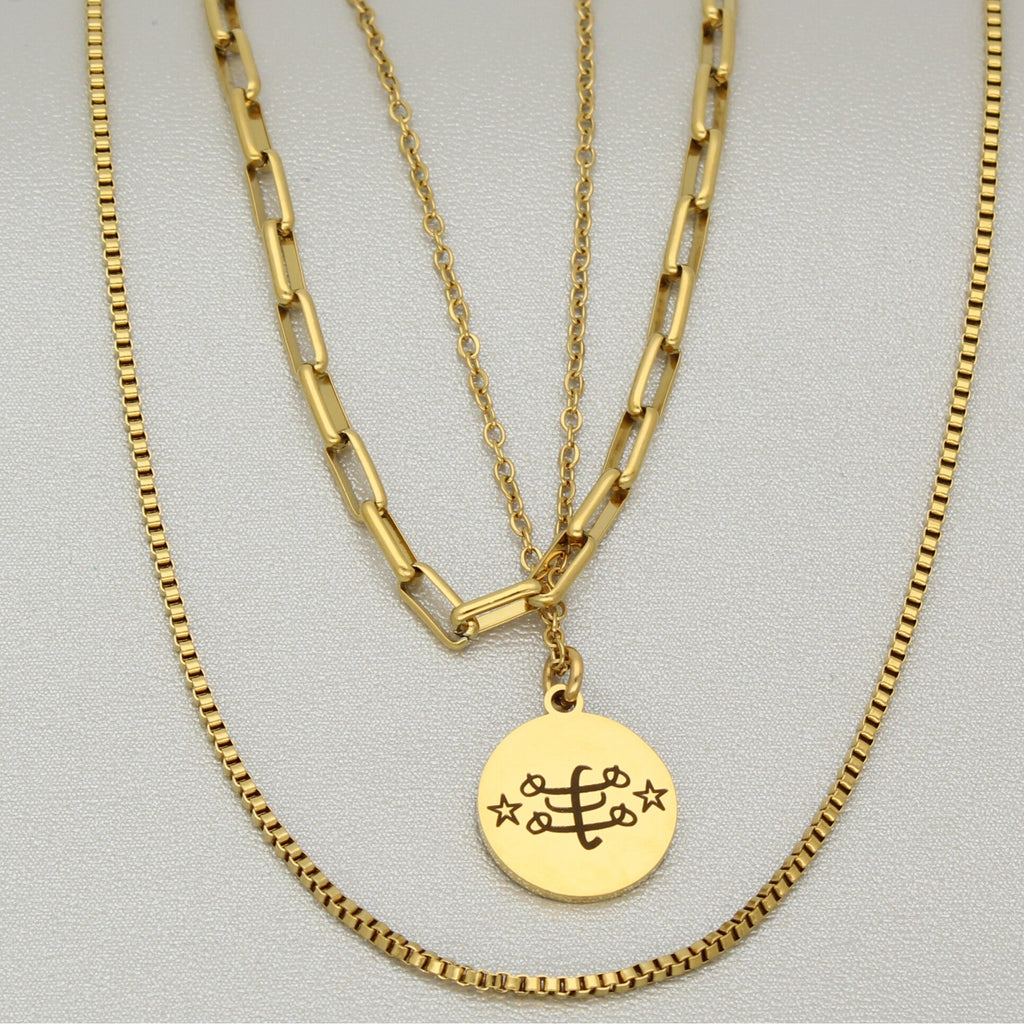 Dignity - #Bahai necklace#9-pointed star#ringstone symbol#greatest name#Bahjai jewelry#stainless steel gold