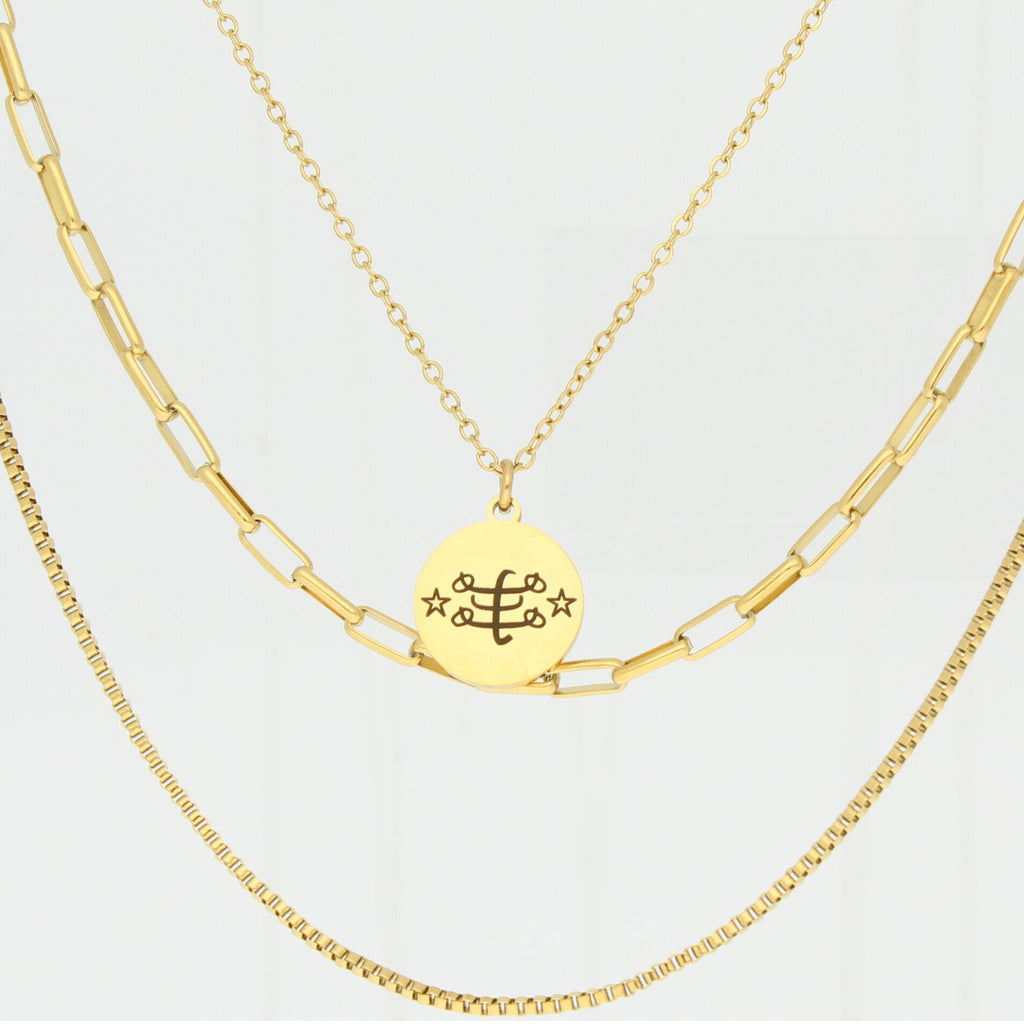 Dignity - #Bahai necklace#9-pointed star#ringstone symbol#greatest name#Bahjai jewelry#stainless steel gold
