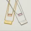 Silver and gold double strand necklaces with rose crystal accent and Ringstone Symbol by Maconi Jewelry