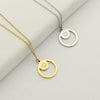Silver and gold minimal necklaces with engraved 9-pointed star symbol by Maconi Jewelry