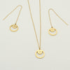 Minimal gold necklace and matching earrings with engraved 9-pointed star  pendant by Macony Jewelry