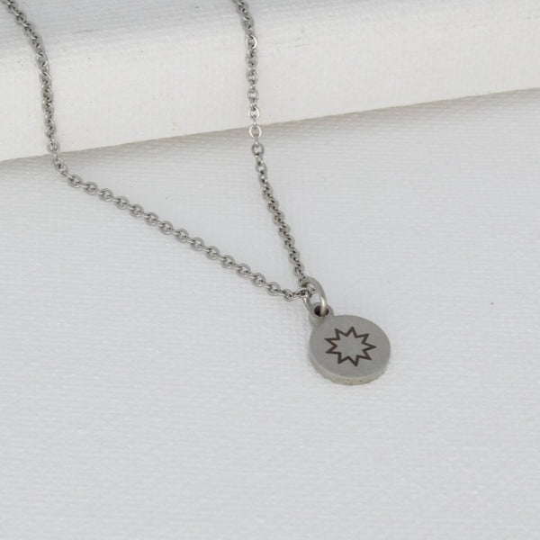 Classic round disc pendant necklace Silver_2 - Maconi Jewelry