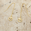 Minimal gold chain earrings with engraved 9-pointed star pendant by Maconi Jewelry